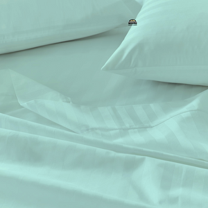 Aqua Blue Stripe Sheet Set Comfy Sateen