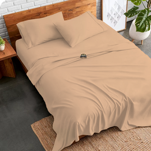 Beige Sheet Set Comfy Solid Sateen