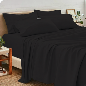 Black Sheet Set with Extra Pillowcase Solid Bliss Sateen