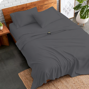 Dark Grey Sheet Set Bliss Solid Sateen