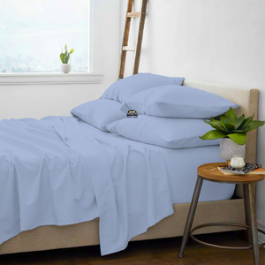 Light Blue Sheet Set with Extra Pillowcase Solid Bliss Sateen