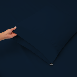 Navy Blue RV Sheet Set Solid Bliss Sateen