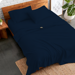 Navy Blue Sheet Set Comfy Solid Sateen