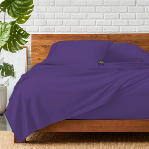 Purple Bed Sheet Set Comfy Solid Sateen