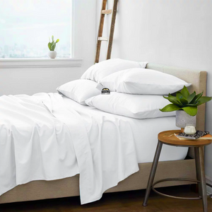 White Sheet Set with Extra Pillowcase Solid Bliss Sateen